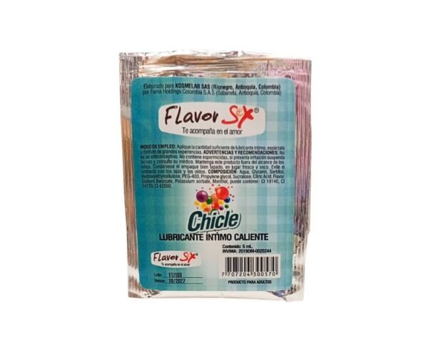 Lubricante Caliente Sabor y sachet