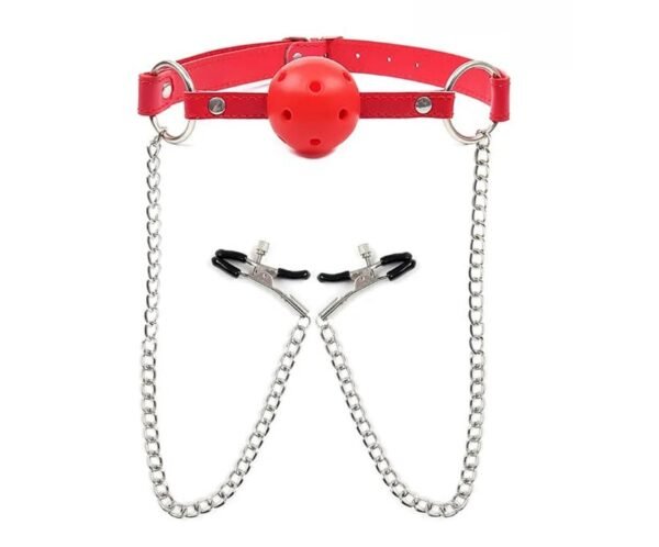 BDSM Pinzas Pezones con Mordaza