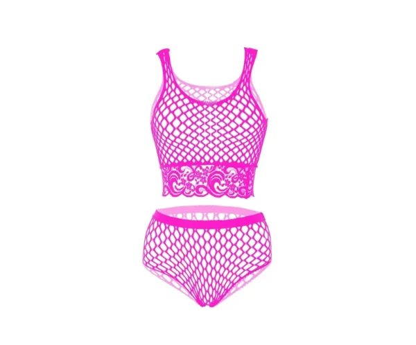 Conjunto Lencería Malla Bodystocking 2 piezas