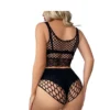Conjunto Lencería Malla Bodystocking 2 piezas